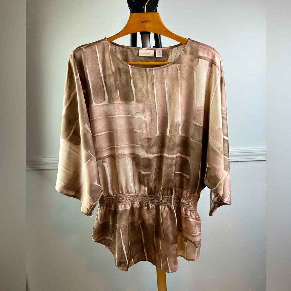 CHICO’S - Printed Tunic With Kimono Sleeve Women size 12